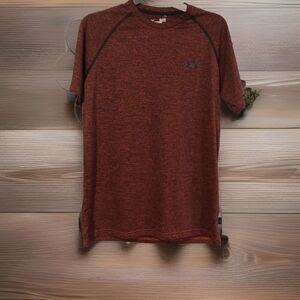 Under Armour Men's Small Red Heather Tech T-Shirt Short Sleeve Raglan Athletic
